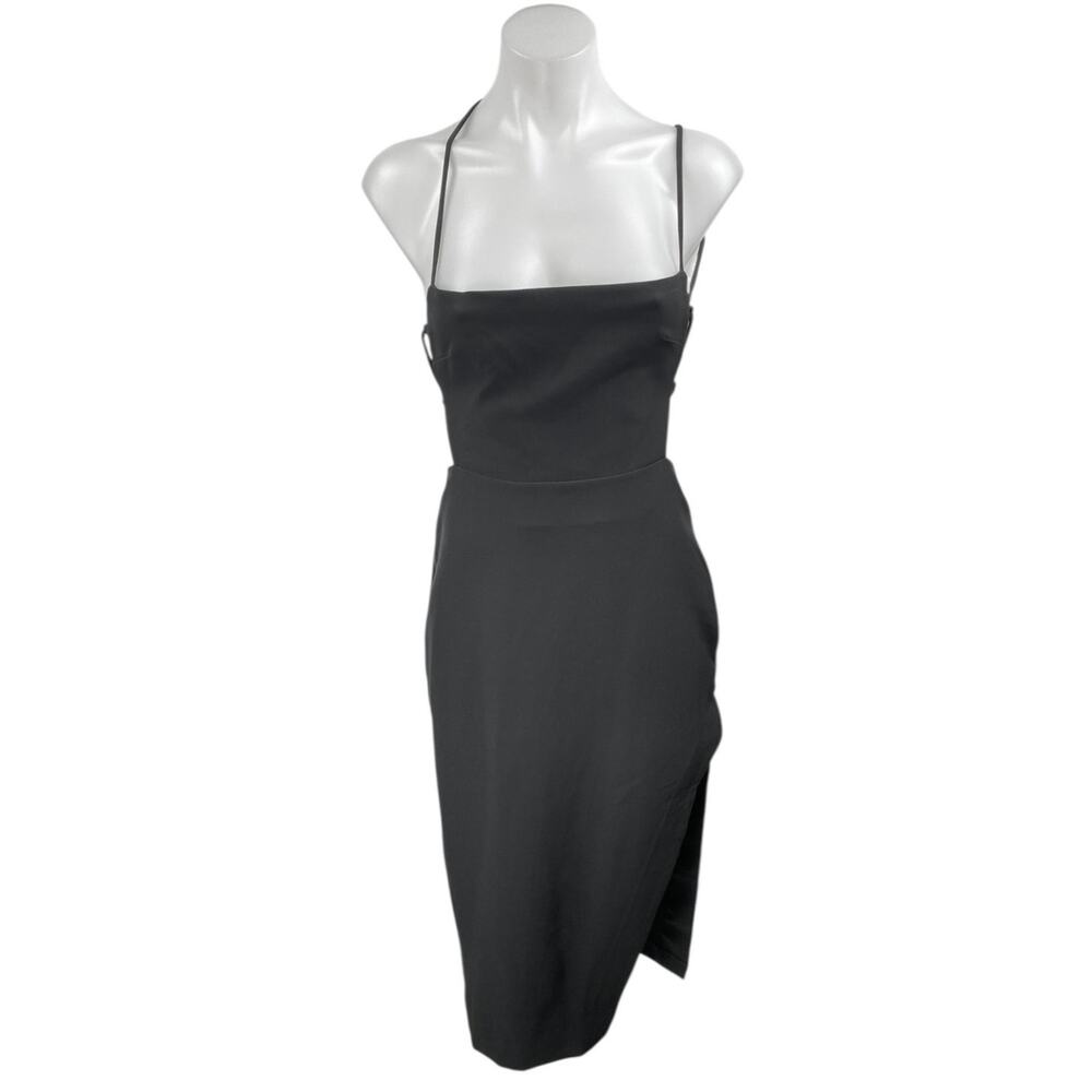 NEW NBD Women's Black Sleeveless Slit Cami Camisole Midi Bodycon Tank Dress XS